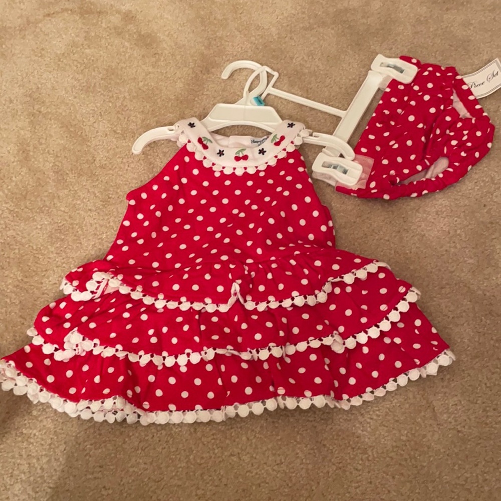 New with tags•hartstrings•3-6 months•cherry dress